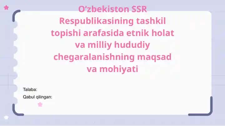 Oʻzbekiston_SSR Respublikasining tashkil topishi arafasida etnik