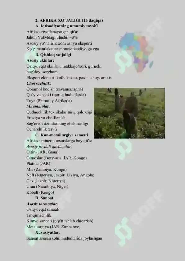 Afrika mamlakatlarining aholisi va xo‘jaligi 4