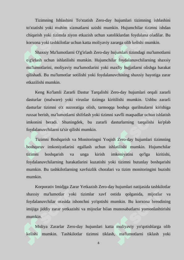 ZERO-DAY HUJUMLARI VA ZARARSIZLANTIRUVCHI DASTURLARGA QARSHI HIMOYA QILISH CHORALARI. 6