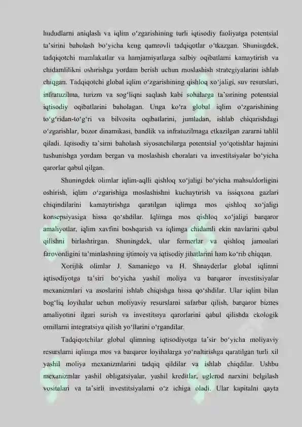 Iqlim o’zgarishi va mintaqaviy iqtisodiyotga ta’siri 5