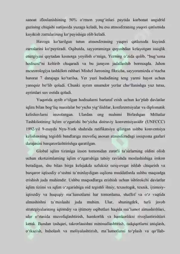 Iqlim o’zgarishi va mintaqaviy iqtisodiyotga ta’siri 8