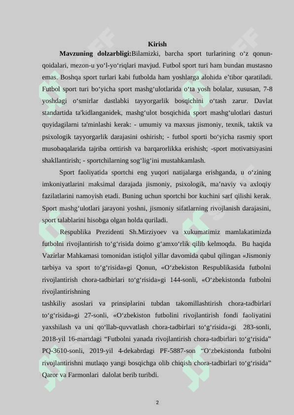 FUDBOLCHILARNING TURLI TAYYORGARLIK TOMONLARINI NAZORAT QILISH 2
