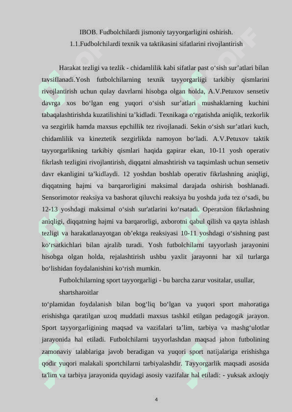 FUDBOLCHILARNING TURLI TAYYORGARLIK TOMONLARINI NAZORAT QILISH 4