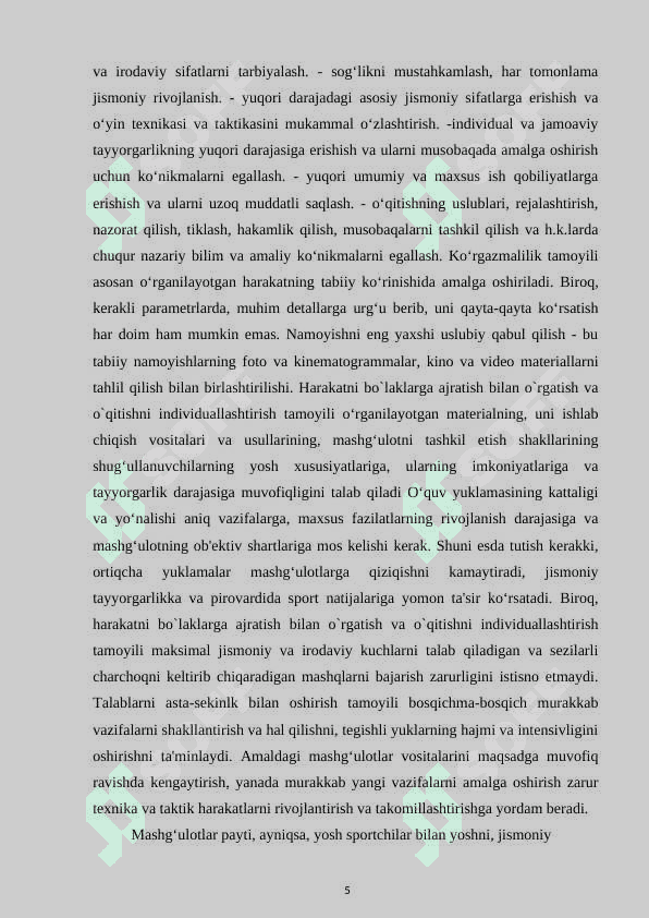 FUDBOLCHILARNING TURLI TAYYORGARLIK TOMONLARINI NAZORAT QILISH 5