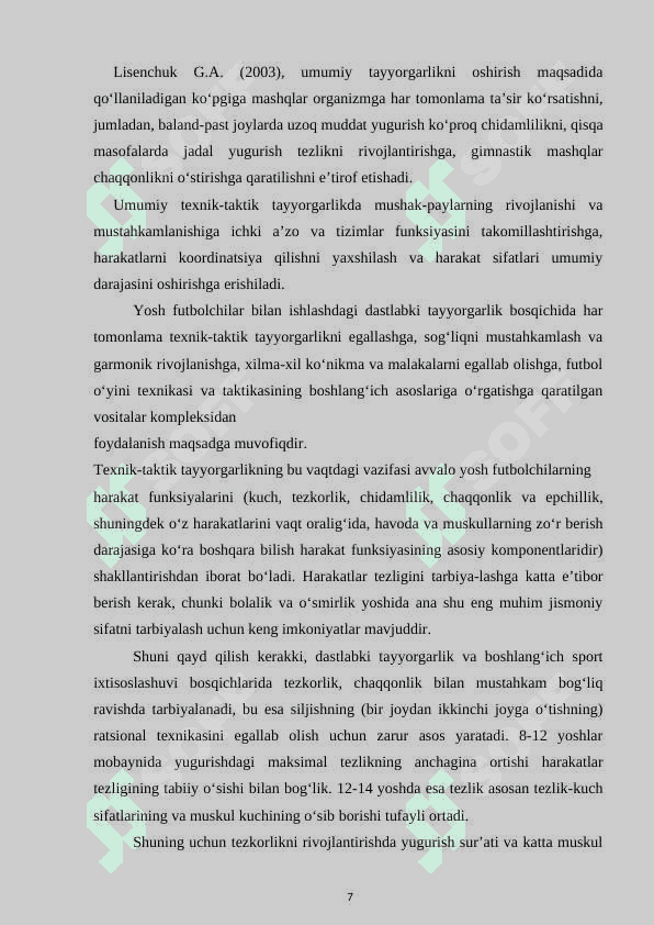 FUDBOLCHILARNING TURLI TAYYORGARLIK TOMONLARINI NAZORAT QILISH 7