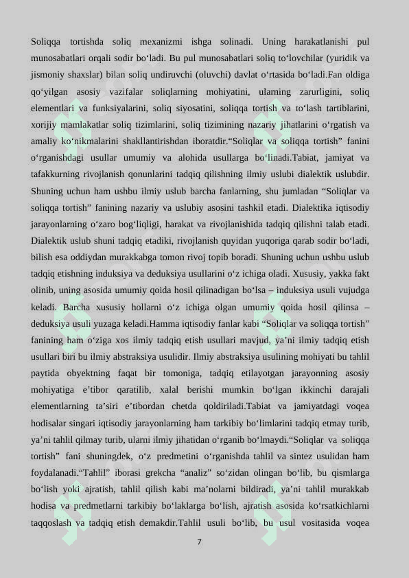 Jismoniy shaxslardan olinadigan mol-mulk solig’I va uning ahamiyati 7