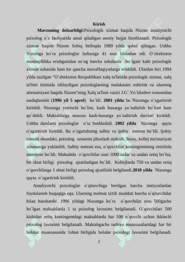 Amaliyotchi psixolog faoliyatida rejalashtirish va uning turlari 2