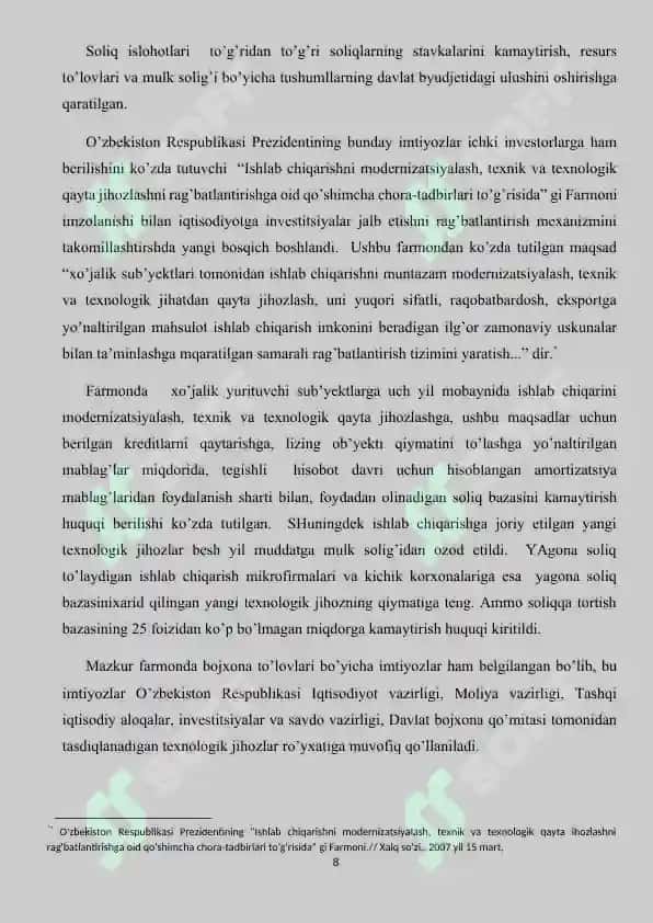 O’ZBEKISTON RESPUBLIKASIDA BYUTJET-SOLIQ VA PUL-KREDITI SIYOSATI TAHLILI 8