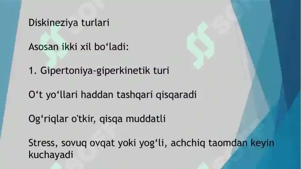 O‘t yo‘llari diskineziyasi 3