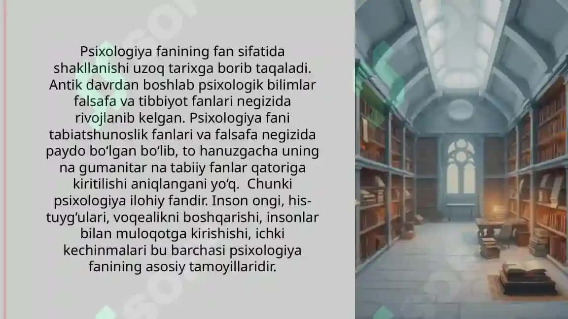 Psixologik fikrlarning ilk manbalari jahon mamlakatlarida fan sifati darivojlanishi 2