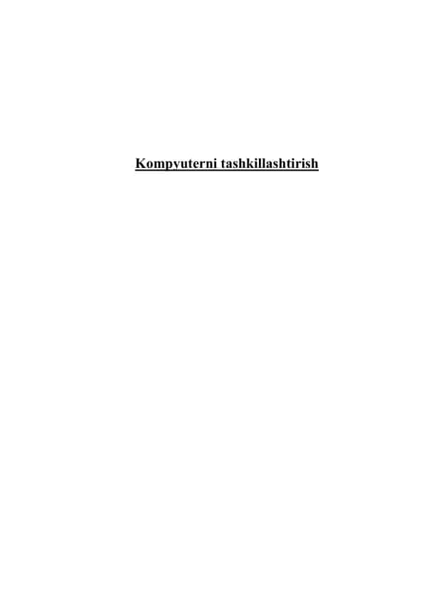Kompyuterni tashkillashtirish 1