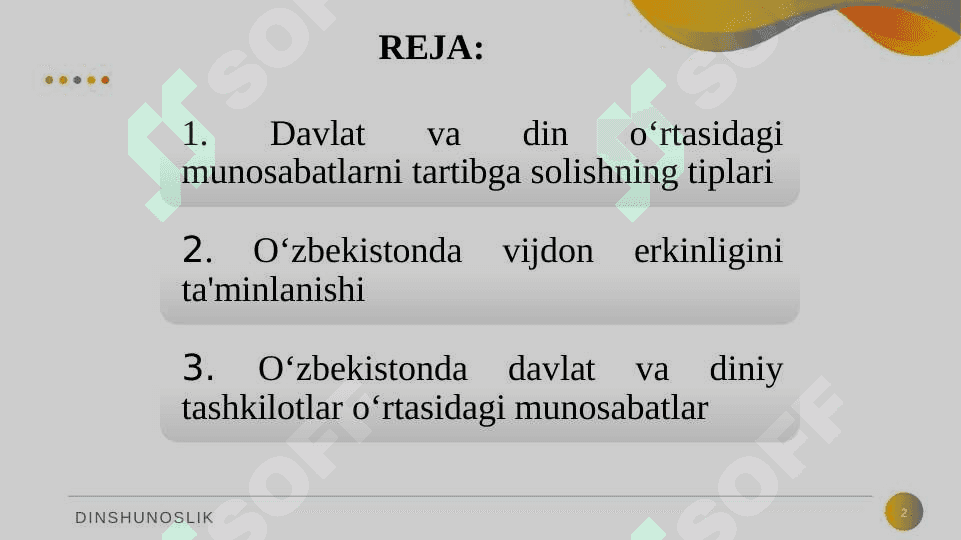 O'zbekistonda davlatning din va diniy tashkilotlar bilan munosabati. 2