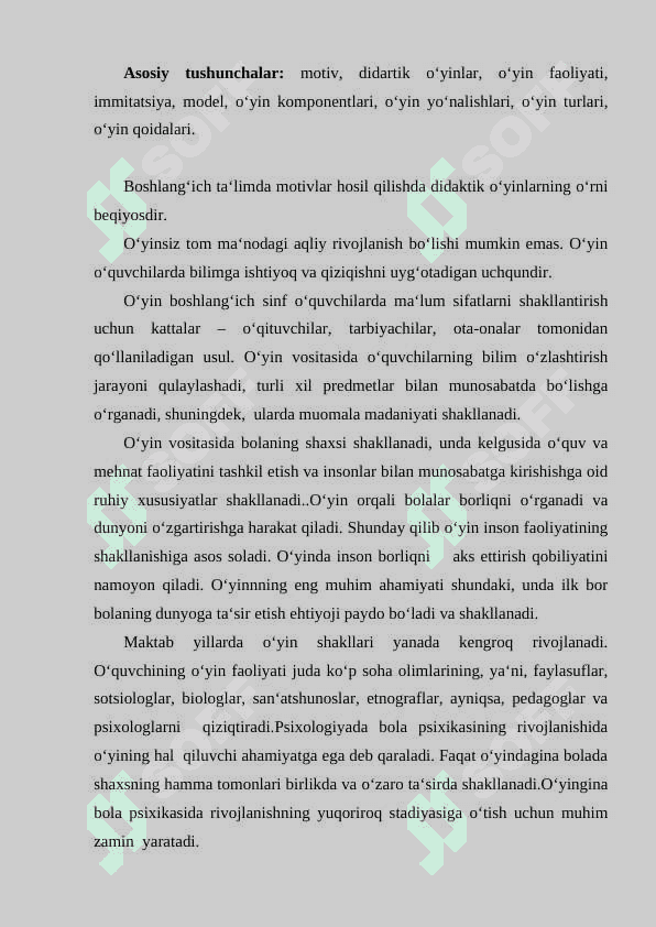 Ona tili darslarida didaktik o’yinlar orqali o’quvchilarda bilim,ko’nikma va malakalarini shakllantirish. 2