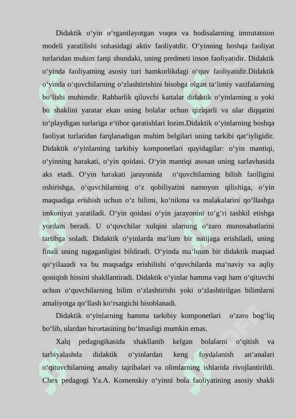 Ona tili darslarida didaktik o’yinlar orqali o’quvchilarda bilim,ko’nikma va malakalarini shakllantirish. 3