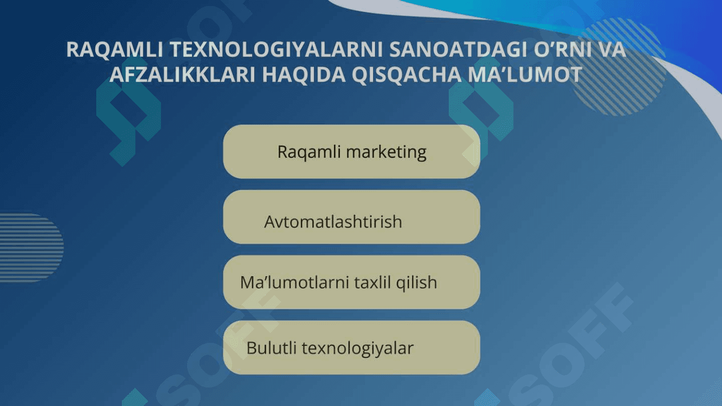 SANOATDA RAQAMLI TEXNOLOGIYALARDAN SAMARALI FOYDALANISH 2