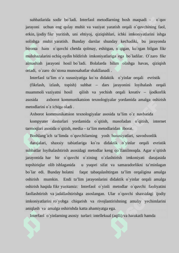 Boshlang’ich  sinf  o’qish darsini yangi pedagogik texnologiyalar orqali tashkil etishda interfaol usullardan foydalanishning shakl, metod va vositalaridan foydalanishning ta’limiy ahamiyati 3
