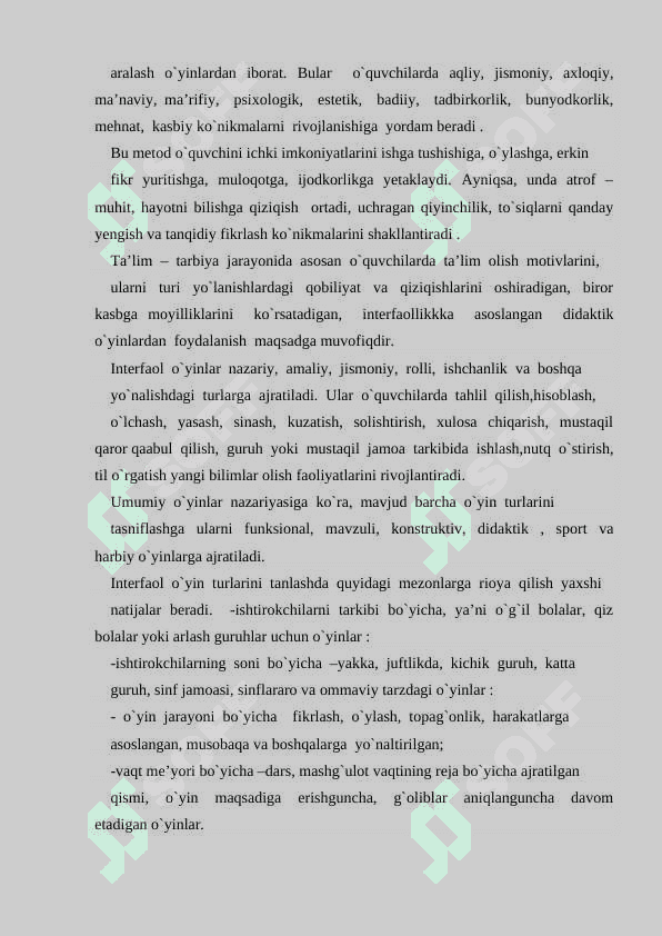 Boshlang’ich  sinf  o’qish darsini yangi pedagogik texnologiyalar orqali tashkil etishda interfaol usullardan foydalanishning shakl, metod va vositalaridan foydalanishning ta’limiy ahamiyati 4