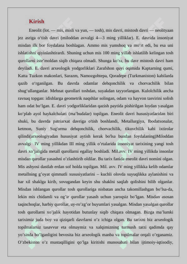 Eneolit davri tarixiy-madaniy jarayonlari 2