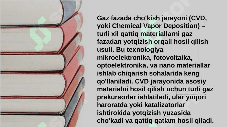 Gaz fazalarda cho'kishda prekursor sifatida turli moddalarni ishlatilishi 2