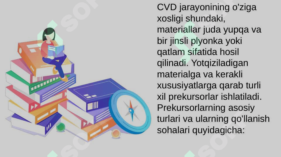 Gaz fazalarda cho'kishda prekursor sifatida turli moddalarni ishlatilishi 3