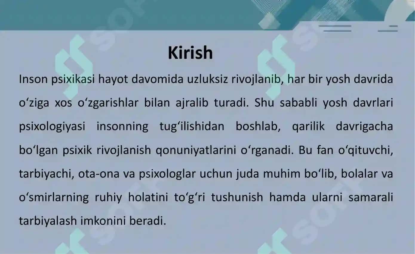 Yosh davrlari psixologiyasi va yoshga xos xususiyatlar 3