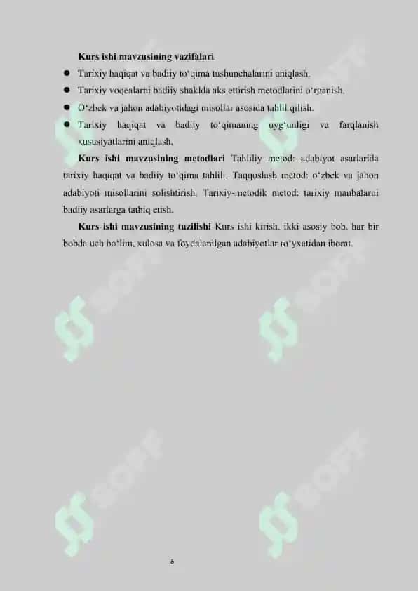 Adabiyotda tarixiy haqiqat va badiiy to‘qima KURS ISHIC 6