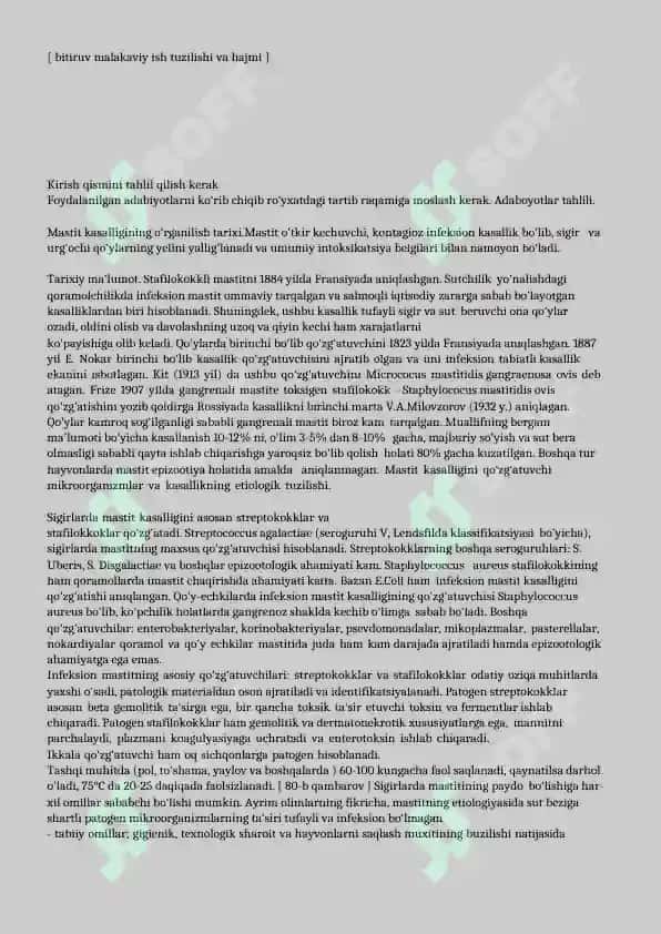 Mastit kasalligi HAQIDA KURS ISHI UCHUN QO'LLANMA 7