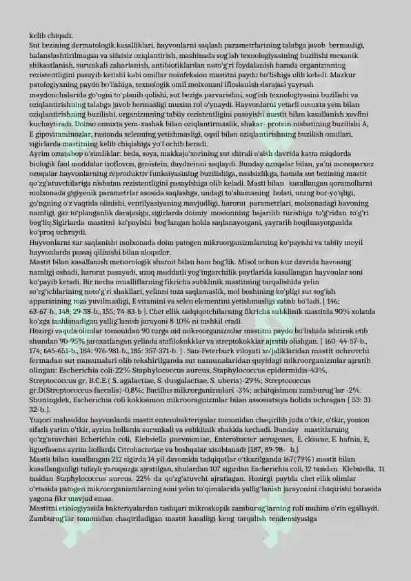 Mastit kasalligi HAQIDA KURS ISHI UCHUN QO'LLANMA 8