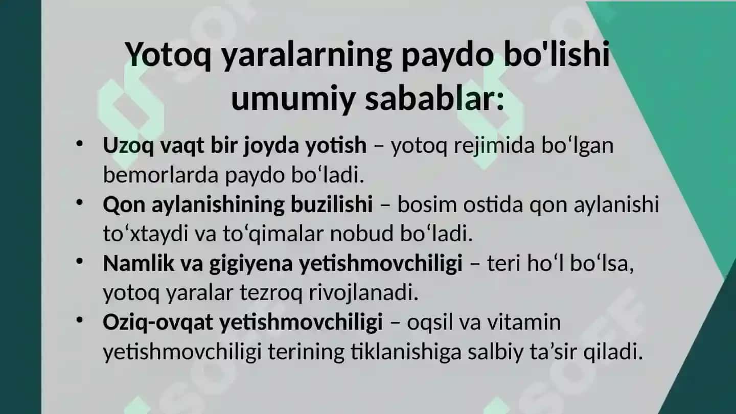 Yotoq yaralar haqida batafsil ma'lumotlar. 6
