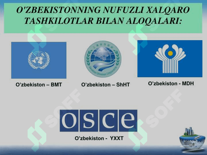 O'zbekiston va jahon jamiyati 8
