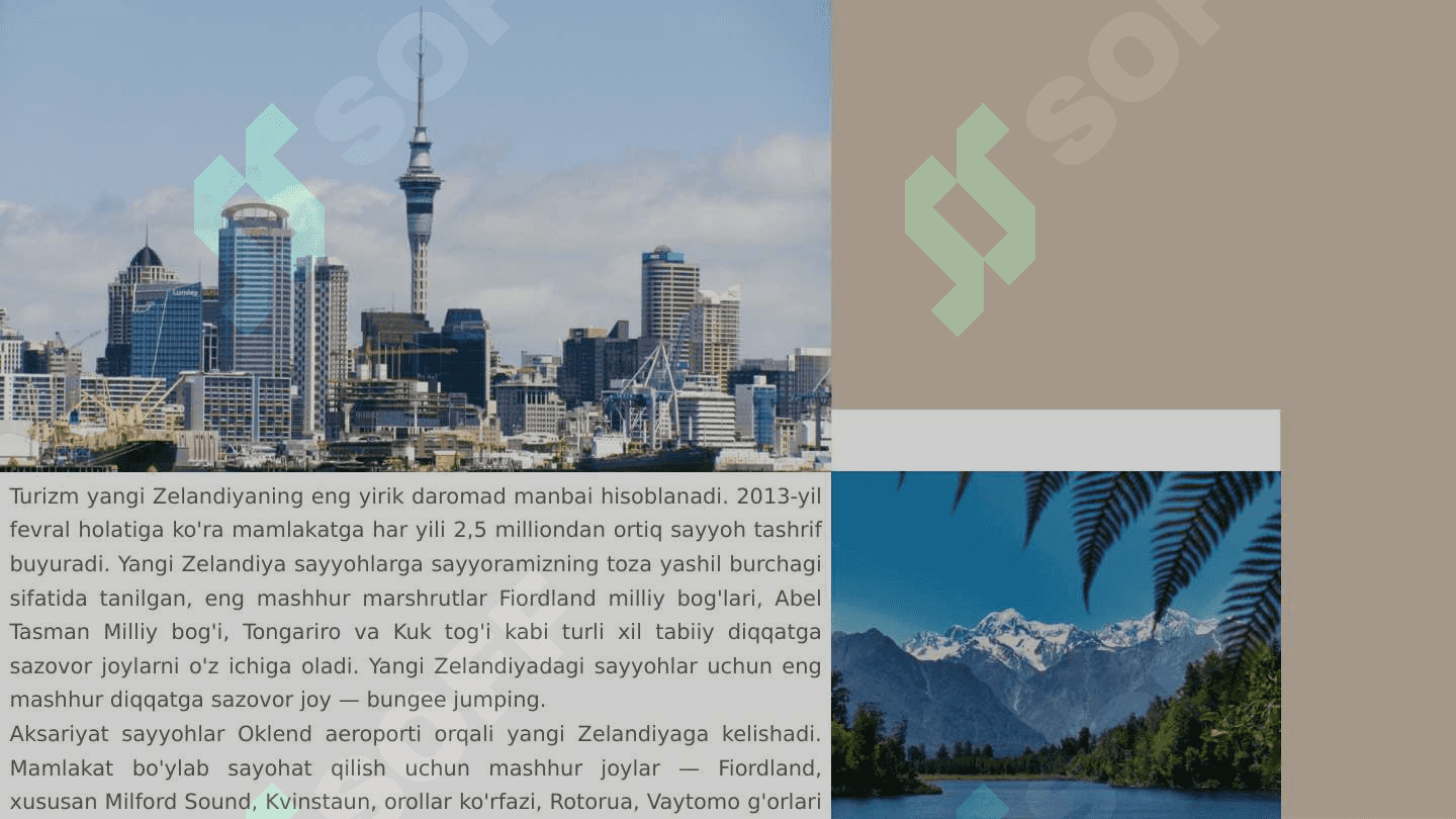 Yangi Zellandiya turizm geografiyasi 3