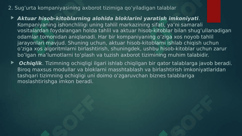 Sug‘urta faoliyatida dasturiy ta'minot 8