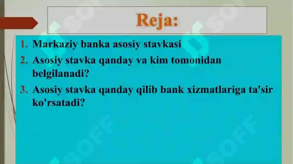 Markaziy bank asosiy stavkasi 2