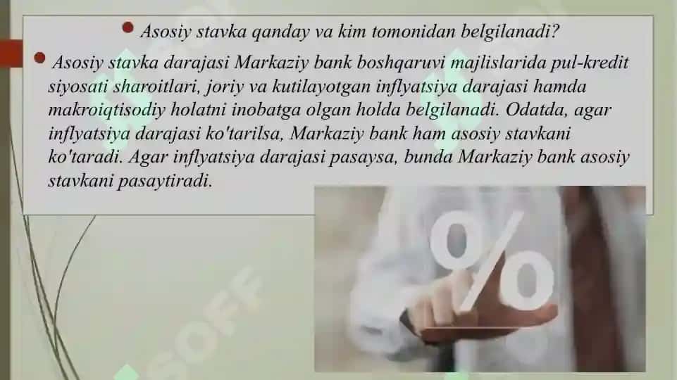 Markaziy bank asosiy stavkasi 4