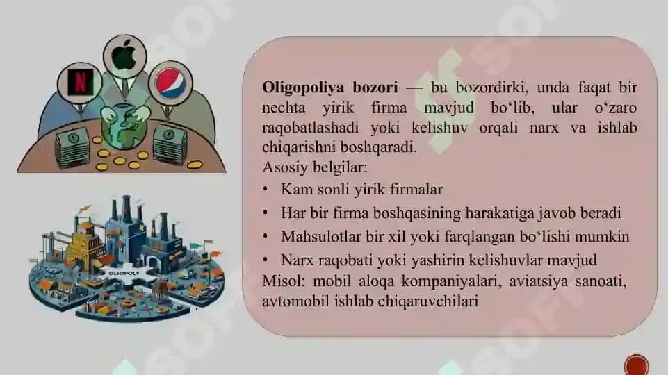 Nomukammal bozorlarda firmalar faoliyati. 6