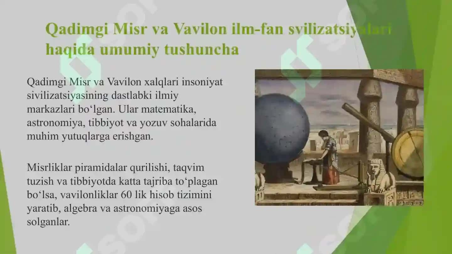 Misr va vavilyon xalqlarida matematika va astronomiya rivojlanishi 4