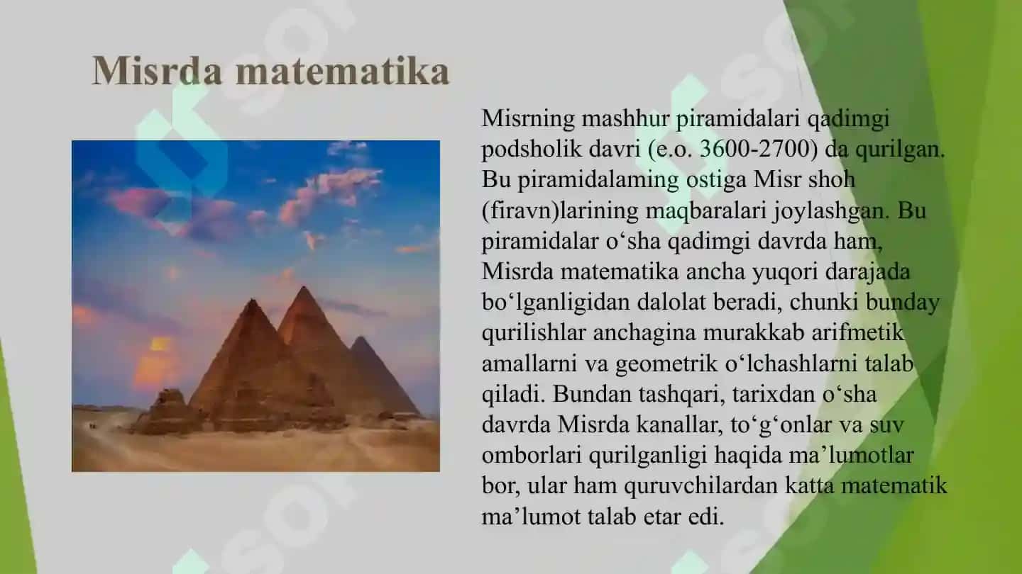 Misr va vavilyon xalqlarida matematika va astronomiya rivojlanishi 7