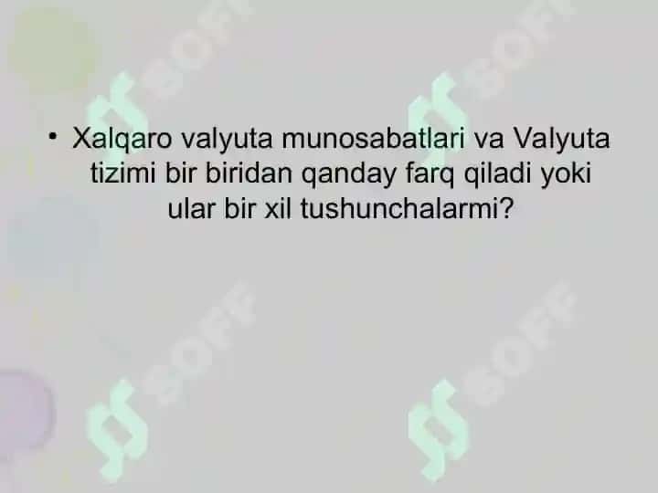 Xalqaro valyuta kredit munosabatlari fanining predmeti va boshqa fanlar bilan o’zaro bog’liqligi 8