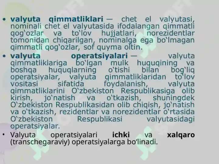 VALYUTA OPERATSIYALARI 8