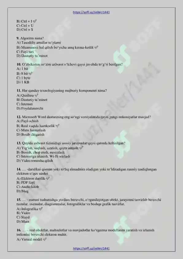 ARGOS test Axborot-kommunikatsiya texnologiyalari 1-qism 3
