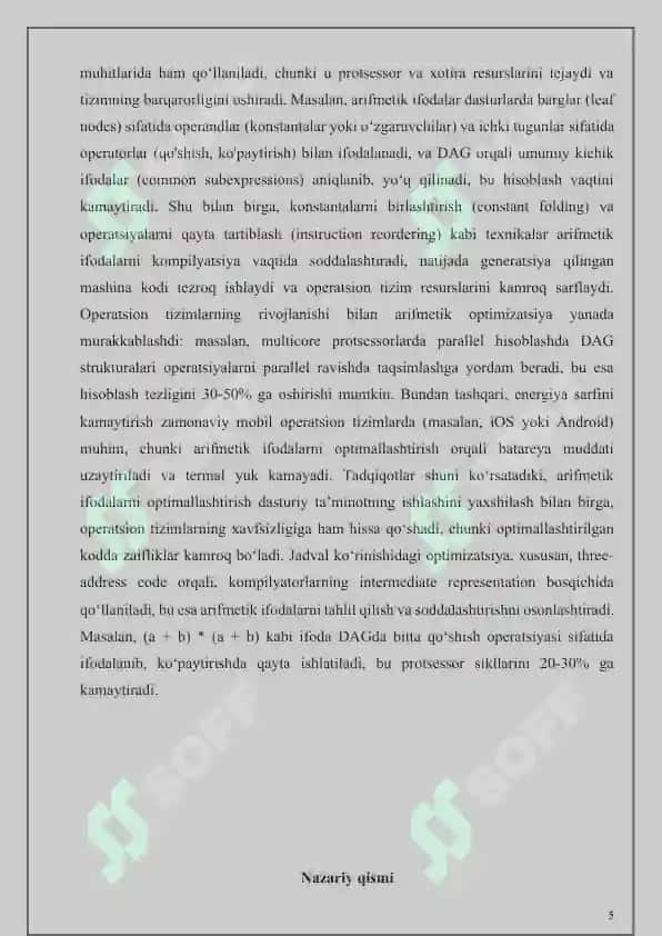 Аrifmetik ifodalarni jadval koʼrinishida optimallashtirish 5
