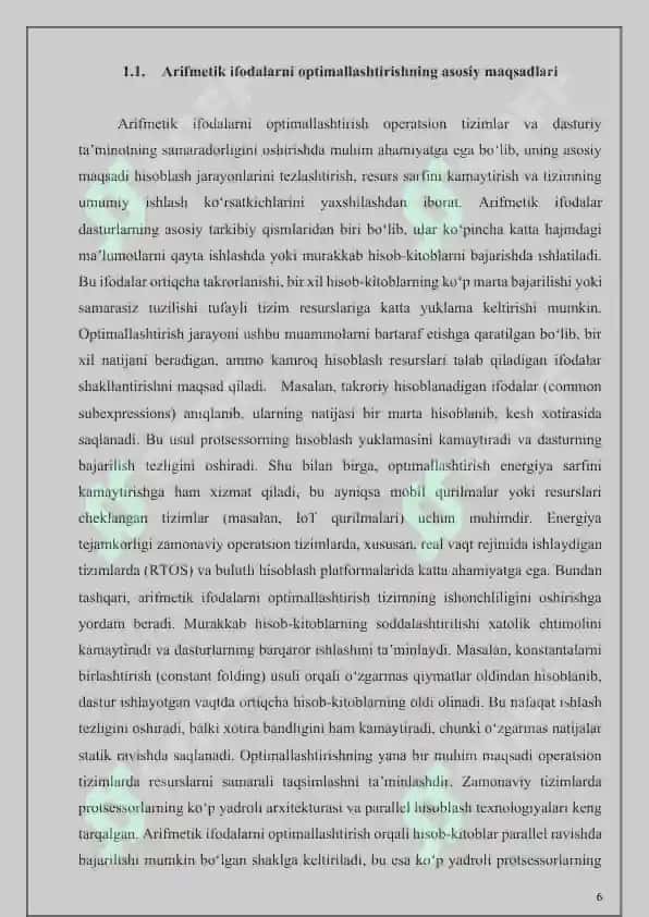 Аrifmetik ifodalarni jadval koʼrinishida optimallashtirish 6