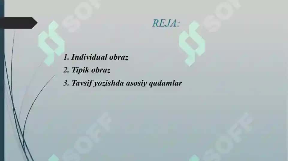 INDIVIDUAL OBRAZ, XARAKTER, TIPIK, OBRAZLAR BIR ASAR DOIRASIDA ANIQLASH VA TAVSIF YOZISH 2