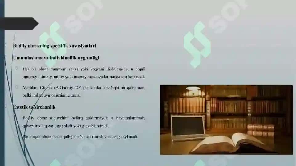 INDIVIDUAL OBRAZ, XARAKTER, TIPIK, OBRAZLAR BIR ASAR DOIRASIDA ANIQLASH VA TAVSIF YOZISH 7