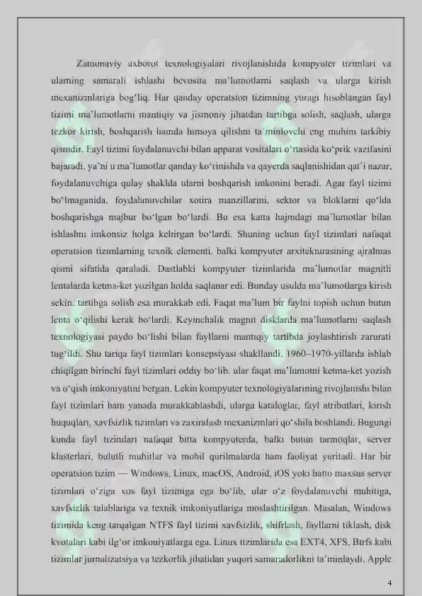 Fayl tizimlari va ularning rivojlanishi 4