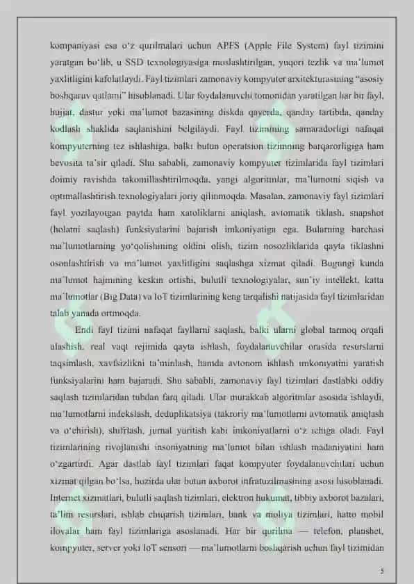 Fayl tizimlari va ularning rivojlanishi 5