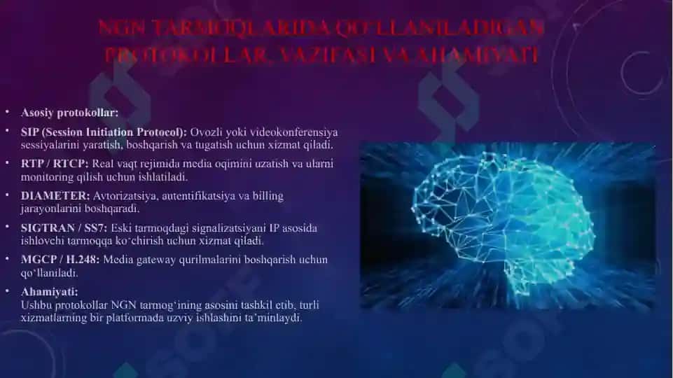 Keyingi avlodning konvergent tarmoqlarida turli texnologiyalarning ishlash tamoyili, kamchilik va afzalliklari. 6