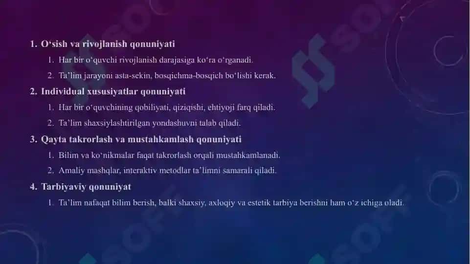 Taʼlim jarayonining qonuniyatlari va tamoyillari 4