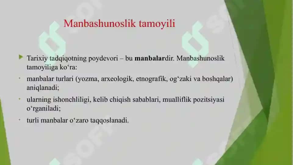 TARIX FANI ILMIY TADQIQOT ISHLARINI TASHKILLASHTIRISH TAMOYILLARI 6