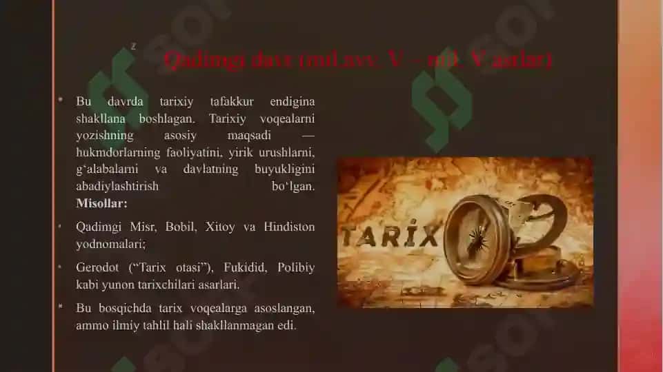 TARIX FANINING NAZARIY ASOSLARI FANINING RIVOJLANISH BOSQICHLARI 3